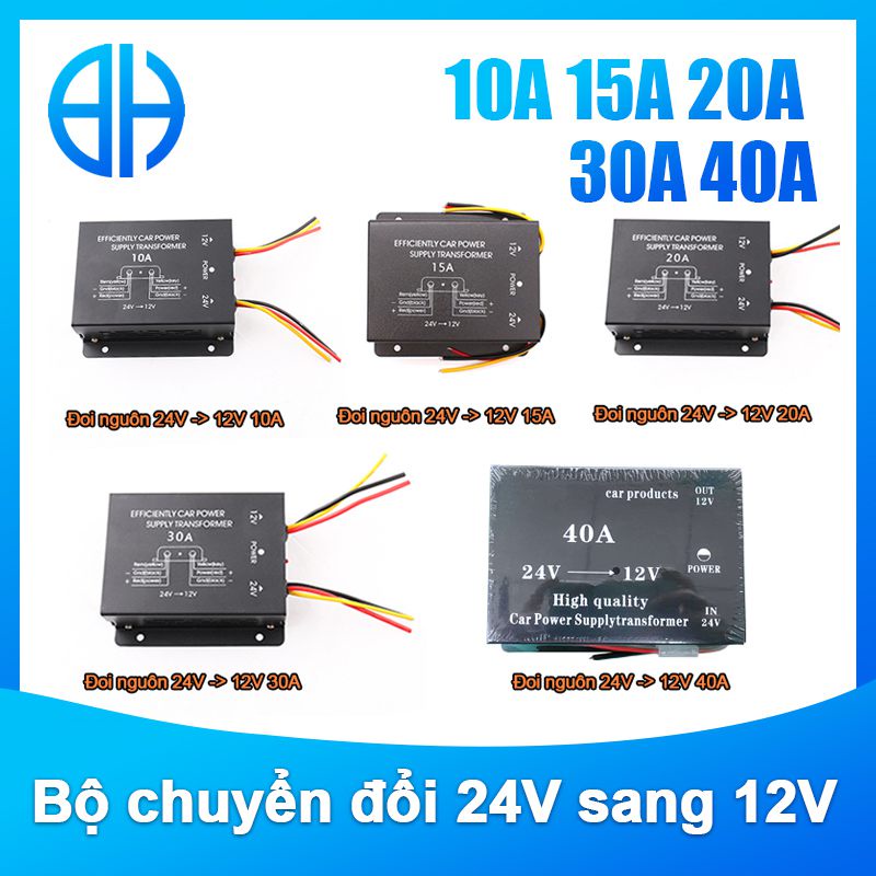 24V sang DC 12V Xe tải chở hàng Xe buýt Điều hướng âm thanh Giảm áp Bộ điều chỉnh chuyển đổi，10A/15A/20A/30A/40A
