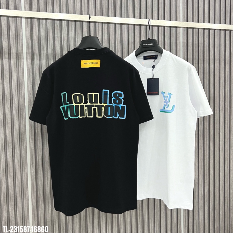 Áo thun LV in chữ Louis Vuiton họa tiết XanhXanh MS09 Vải Cotton 100%