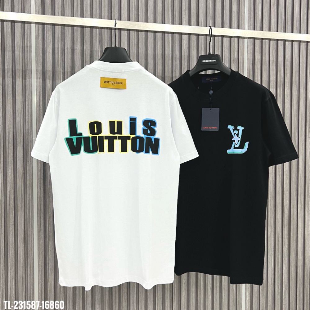 Áo thun LV in chữ Louis Vuiton họa tiết XanhXanh MS09 Vải Cotton 100%