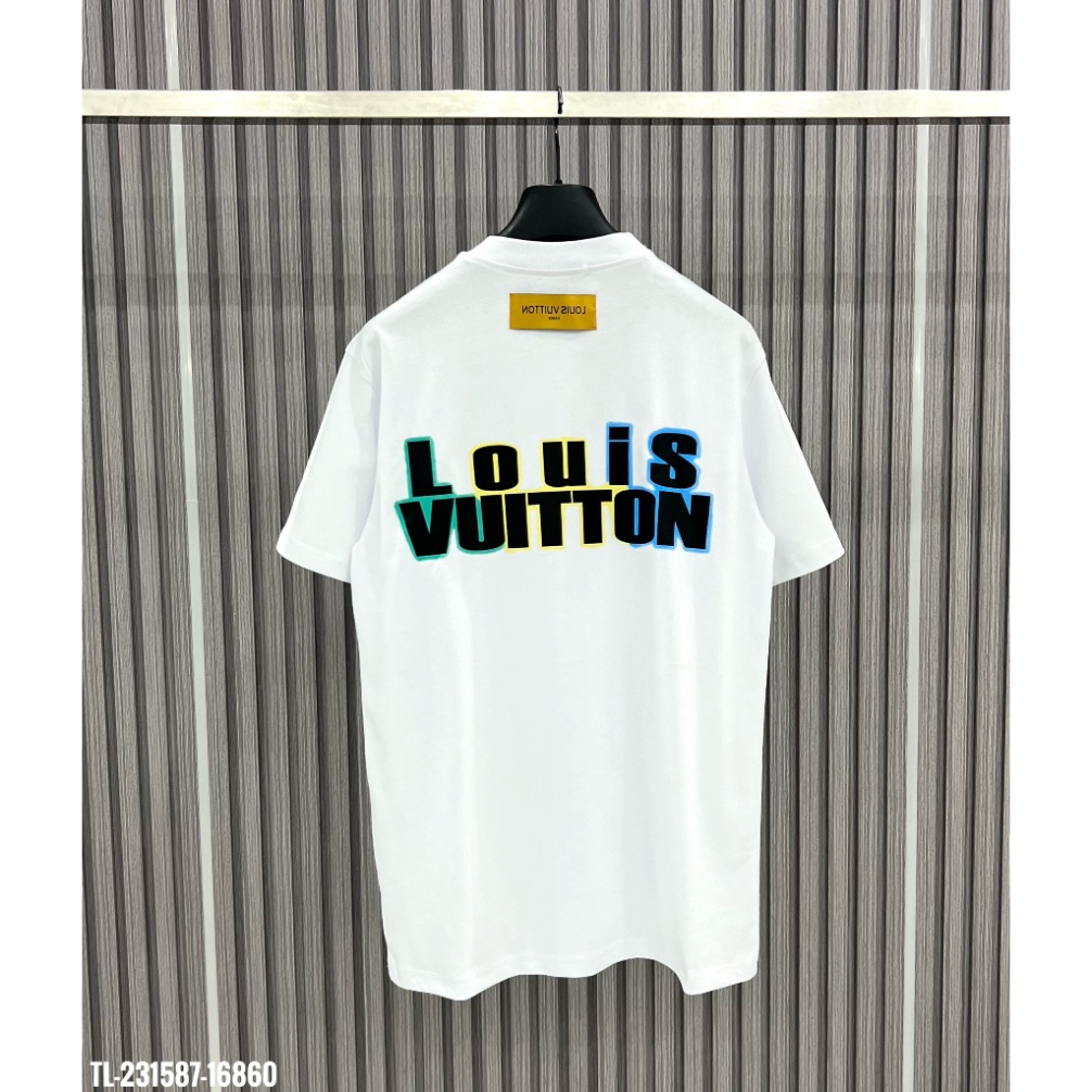 Áo thun LV in chữ Louis Vuiton họa tiết XanhXanh MS09 Vải Cotton 100%