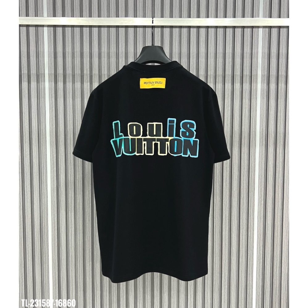 Áo thun LV in chữ Louis Vuiton họa tiết XanhXanh MS09 Vải Cotton 100%