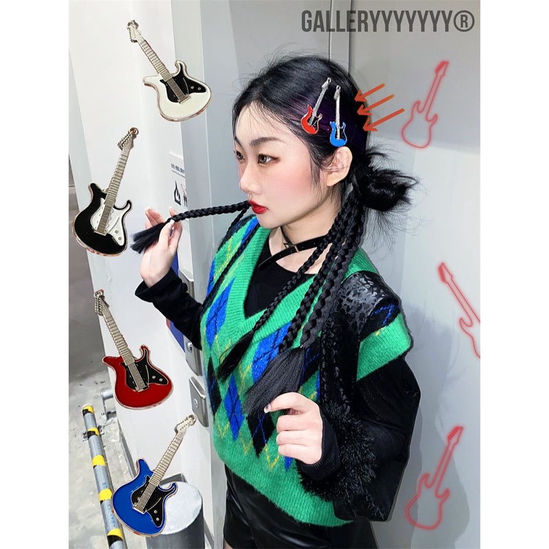 Kẹp Tóc Hình Đàn guitar Nhật Bản y2k Phong Cách punk rock Ngọt Ngào Cá Tính Cho Nữ acc