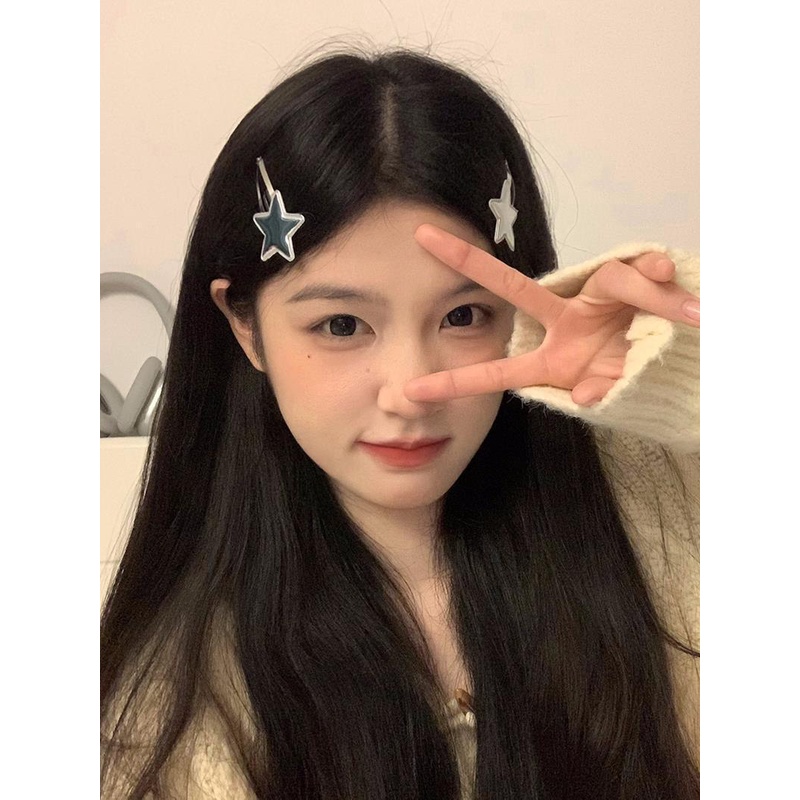 Kẹp Tóc Ngôi Sao Bạc Sáng Phong Cách Hàn Quốc ins Thiết Kế niche Ngọt Ngào Cho Nữ y2k