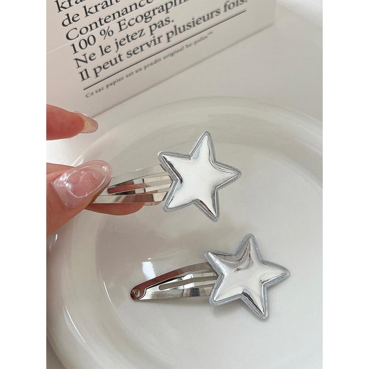 Kẹp Tóc Ngôi Sao Bạc Sáng Phong Cách Hàn Quốc ins Thiết Kế niche Ngọt Ngào Cho Nữ y2k