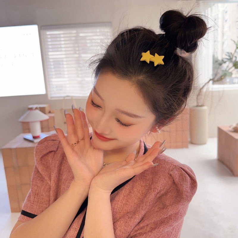 Kẹp Tóc Hình Ngôi Sao Năm Cánh Màu Vàng Ngọt Ngào ins Dễ Phối Đồ Cho Trẻ Em hai