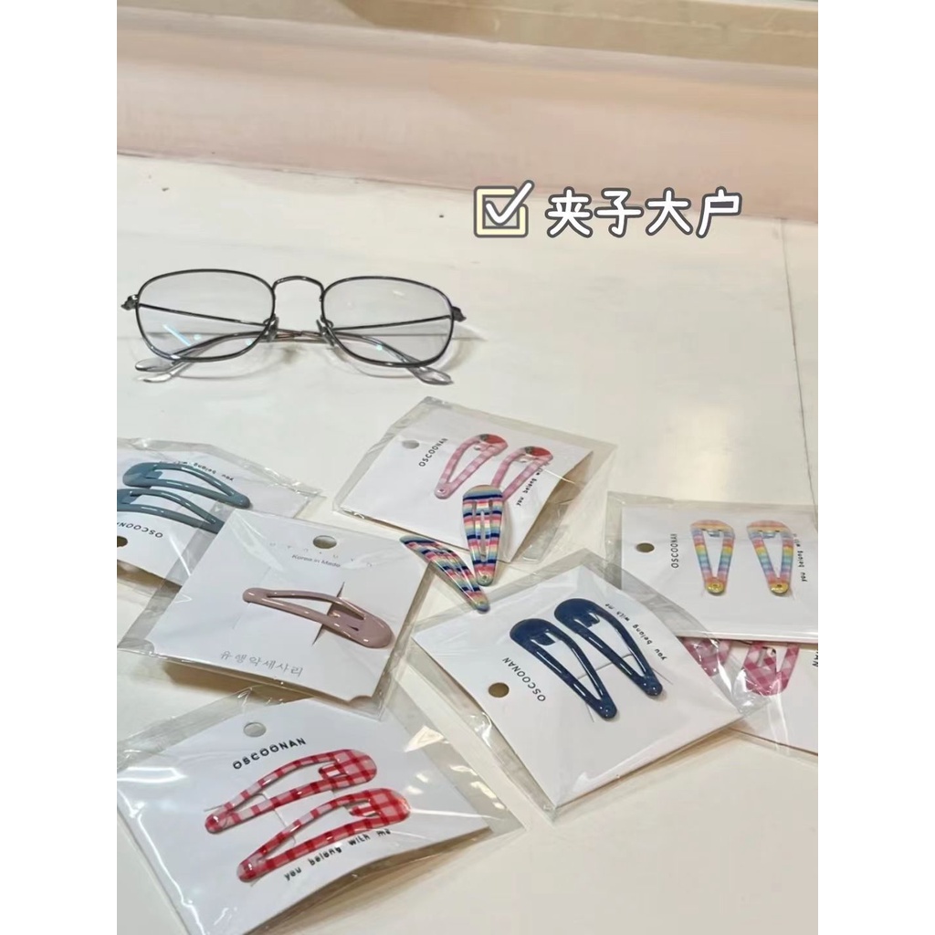 Xiaohongshu Kẹp Tóc Nhỏ Họa Tiết Kẻ Sọc Màu Hồng Ngọt Ngào Phong Cách ins