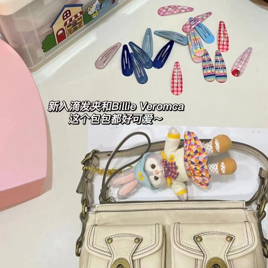 Xiaohongshu Kẹp Tóc Nhỏ Họa Tiết Kẻ Sọc Màu Hồng Ngọt Ngào Phong Cách ins