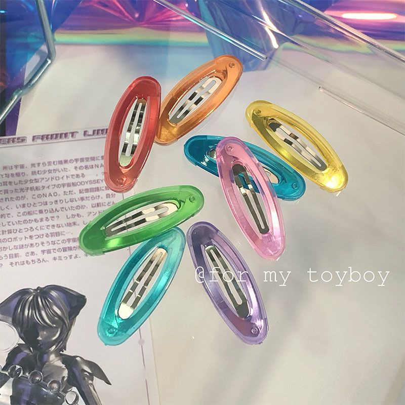 Kẹp Tóc Mái Hình oval Màu Kẹo Ngọt Ngào Trong Suốt Millet y2k