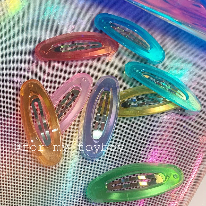 Kẹp Tóc Mái Hình oval Màu Kẹo Ngọt Ngào Trong Suốt Millet y2k