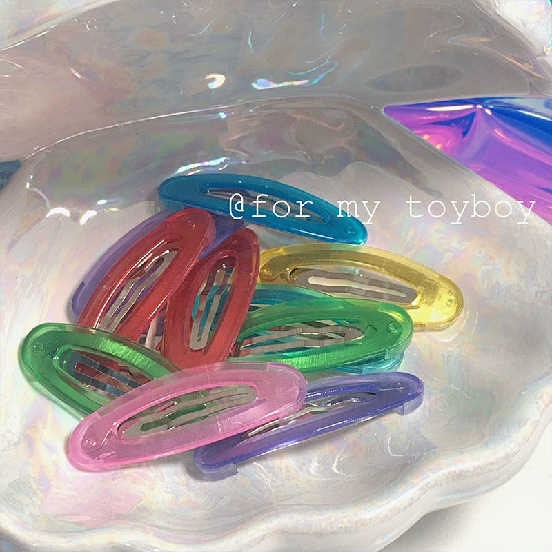 Kẹp Tóc Mái Hình oval Màu Kẹo Ngọt Ngào Trong Suốt Millet y2k