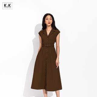 Đầm công sở chữ a phối đai eo k&k fashion kk150-12 chất liệu carolan cao cấp