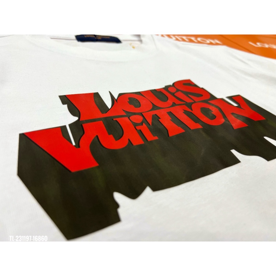 Áo thun LV Áo Louis Vuiton in Chữ họa tiết Đỏ Bóng Mờ  MS07 Vải Cotton 100%