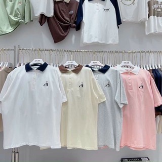 Áo polo form rộng thêu chim cách cụt cute qc