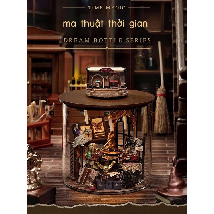 Trí tuệ tự làm túp lều giấc mơ bình handmade mini ngôi nhà ma thuật mô hình thu nhỏ biệt thự sách đứng đồ chơi nữ