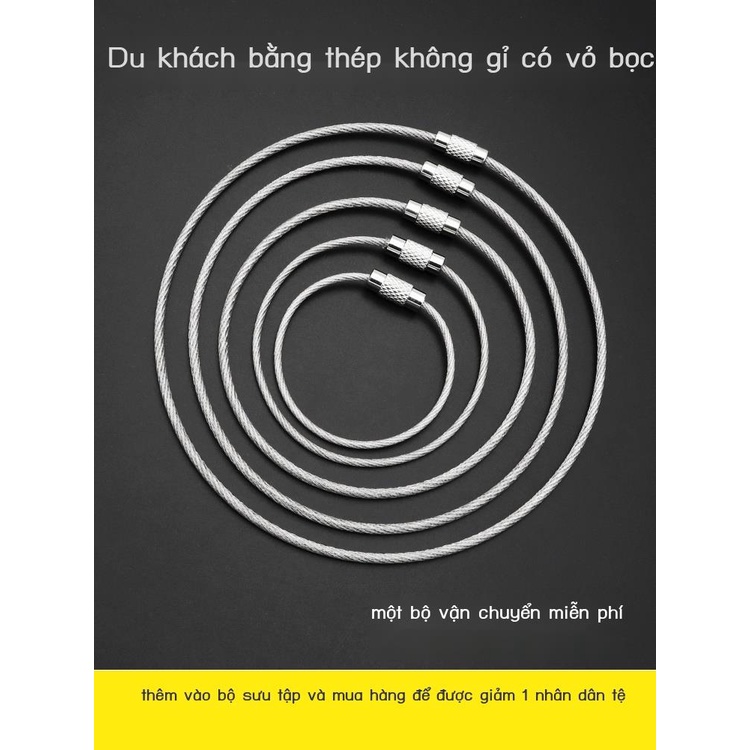 Vòng chìa khóa vòng dây thép không gỉ 304 vòng vòng vòng tròn lớn hộ gia đình dây dây đai vỏ bảo quản móc chìa