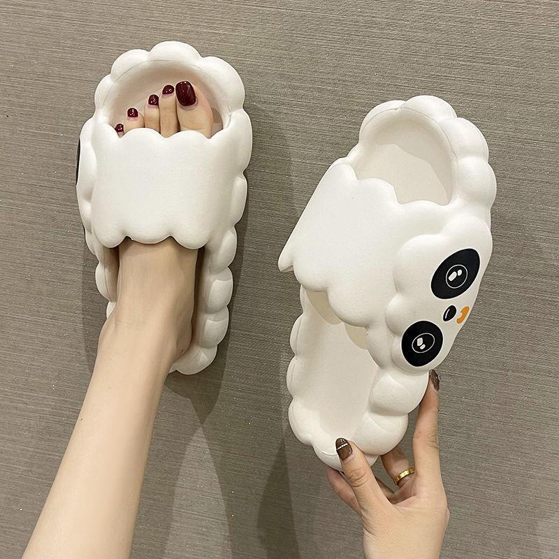 Dép Đế Dày Chống Trượt Họa Tiết Đám Mây / Gấu Trúc Dễ Thương Thời Trang Cho Nữ