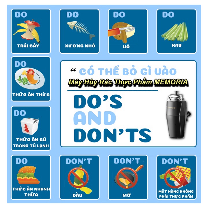 Euro Home - Máy hủy rác, xử lý thực phẩm thải nhà bếp Memoria 650w Garbage Disposal