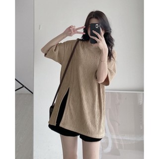 Áo nữ thun gân form rộng tay lỡ basic dễ phối đồ AO2