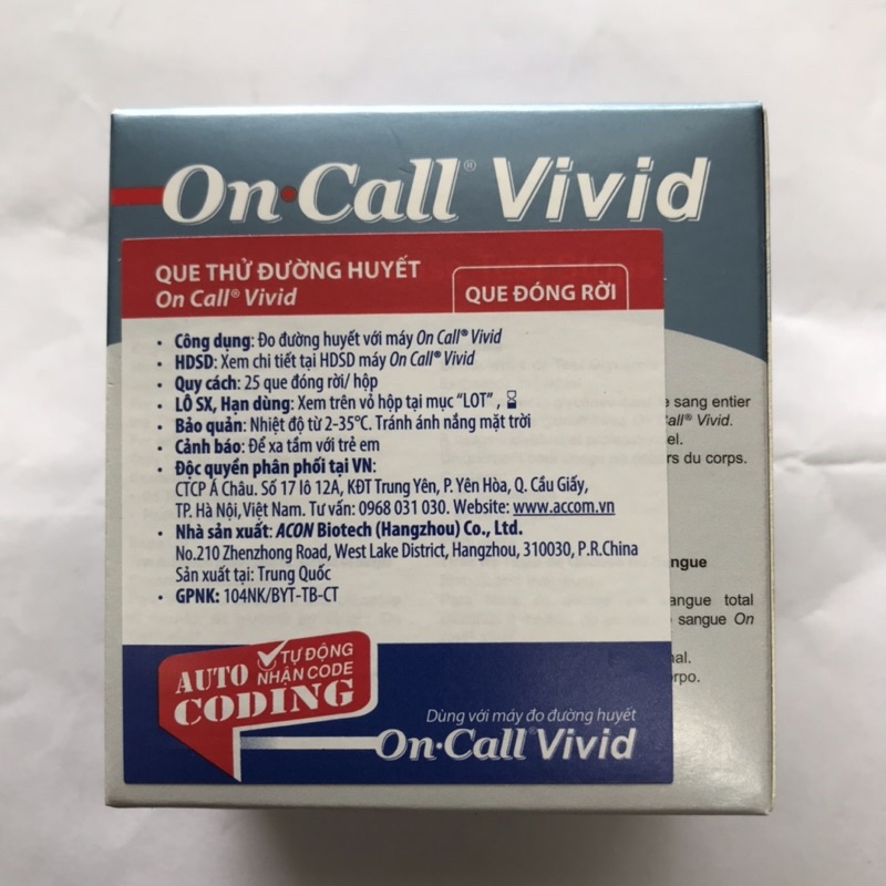Que thử đường huyết Oncall Vivid