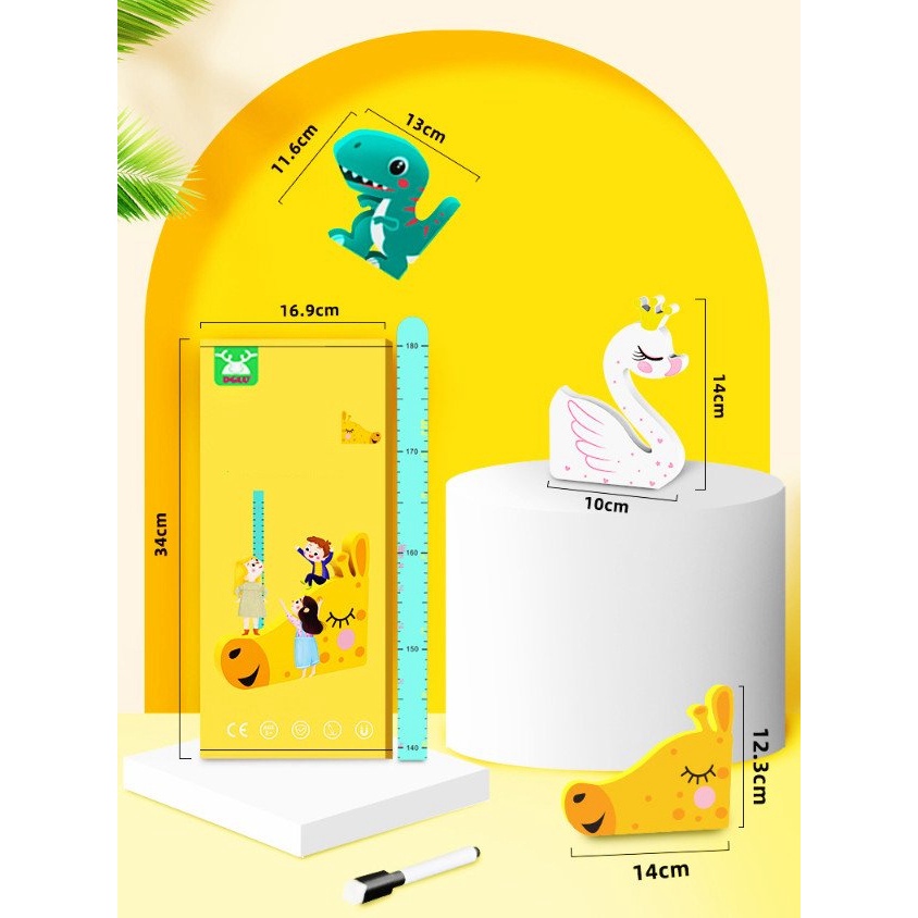 Sản phẩm hot - Bộ đo chiều cao dán tường cho bé Dino Kids từ tính