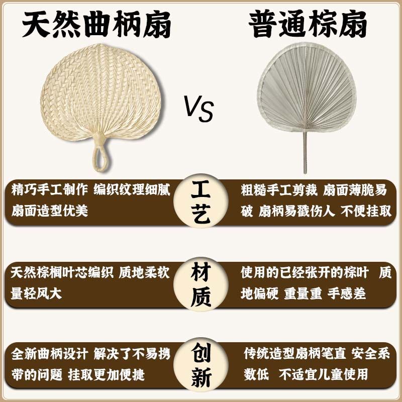 Xiaoxiangfeng Pufan Quạt Lá Cọ Lớn Dệt Tay Đuôi Chuối Mùa Hè Tự Nhiên Cho Bé