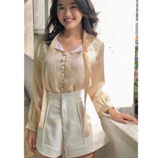 Quần sooc nữ cạp cao chất tuyết mưa, quần đùi tôn dáng khóa trước dễ phối đồ qu4