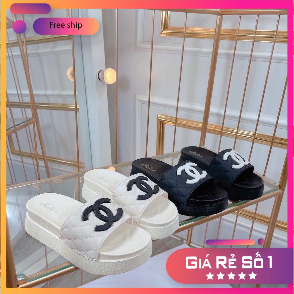 Dép nhựa quai ngang Cha.nel siêu đẹp 5cm