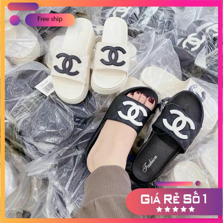 Dép nhựa quai ngang Cha.nel siêu đẹp 5cm