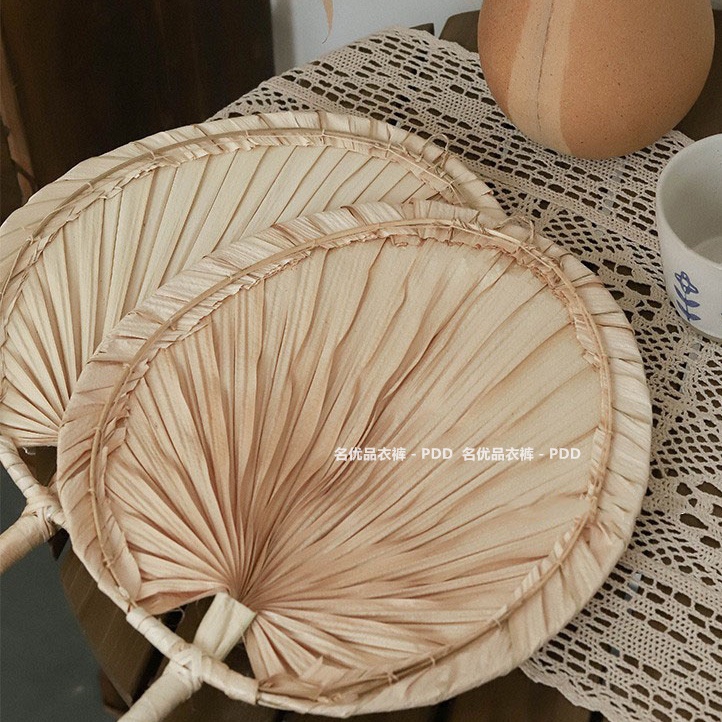 Xiaoxiangfeng Pufan Quạt Dệt Tay Phong Cách Retro Chống Muỗi Hình Quả Chuối Thủ Công