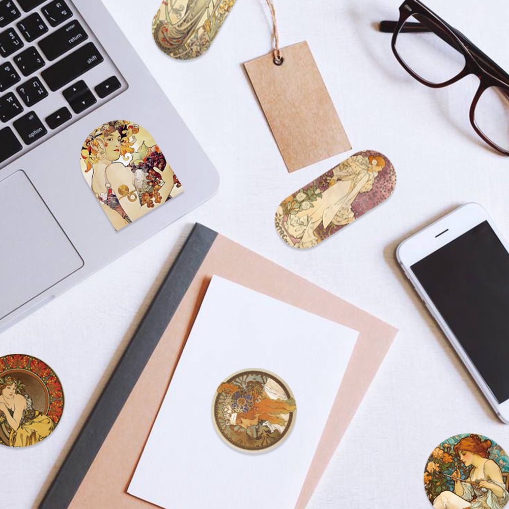 Alphonse Nhãn Dán Trang Trí Hình Tranh Sơn Dầu graffiti Nghệ Thuật retro Chống Thấm Nước Dành Cho laptop / Điện Thoại / Sổ Tay