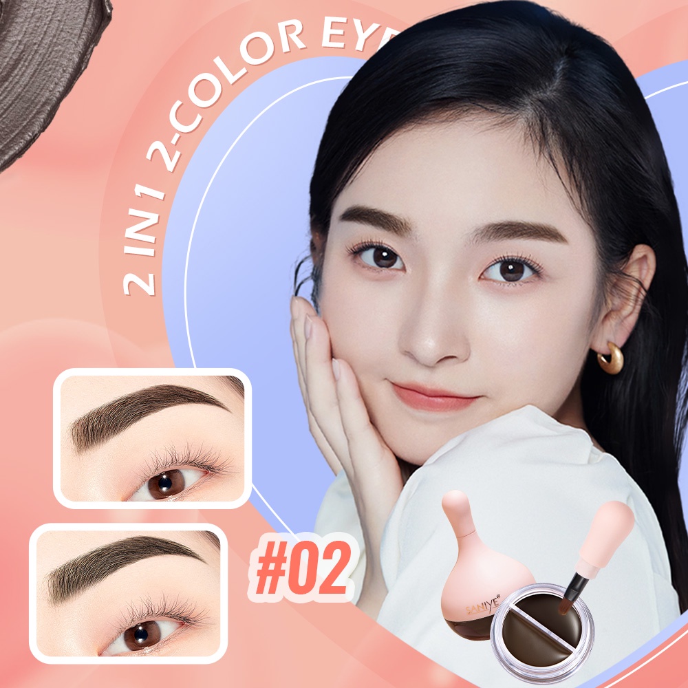 Gel Kẻ Mày SANIYE 2 Trong 1 Chống Thấm Nước Lâu Trôi Kèm Cọ 6g M348