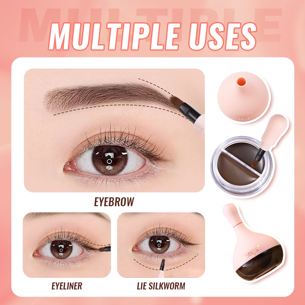 Gel Kẻ Mày SANIYE 2 Trong 1 Chống Thấm Nước Lâu Trôi Kèm Cọ 6g M348