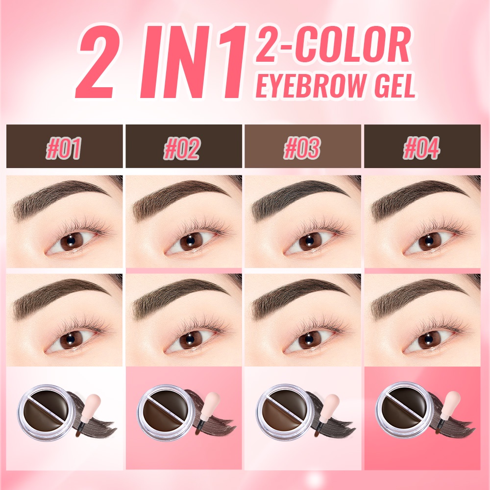 Gel Kẻ Mày SANIYE 2 Trong 1 Chống Thấm Nước Lâu Trôi Kèm Cọ 6g M348