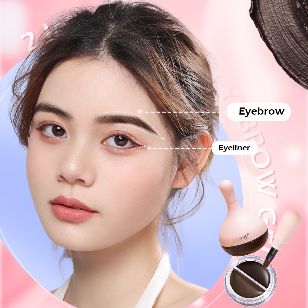 Gel Kẻ Mày SANIYE 2 Trong 1 Chống Thấm Nước Lâu Trôi Kèm Cọ 6g M348