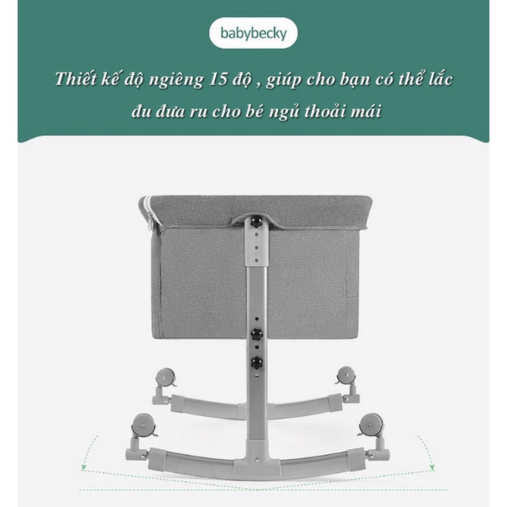 Euro Home - Giường Nôi Di Động BabyBecky Phiên Bản Deluxe Cao Cấp Màn Che Chống Muỗi, Đu Đưa Cho Bé Ngủ