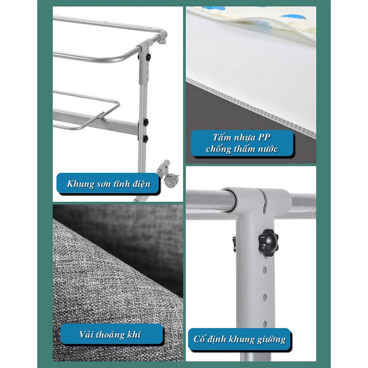 Euro Home - Giường Nôi Di Động BabyBecky Phiên Bản Deluxe Cao Cấp Màn Che Chống Muỗi, Đu Đưa Cho Bé Ngủ