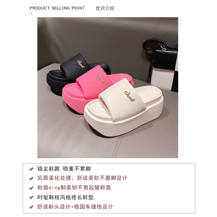 Hàng Châu Âu Dép Đế Dày Phẳng Cao 8cm Mùa Hè 2023 Phong Cách Mới Cho Nữ