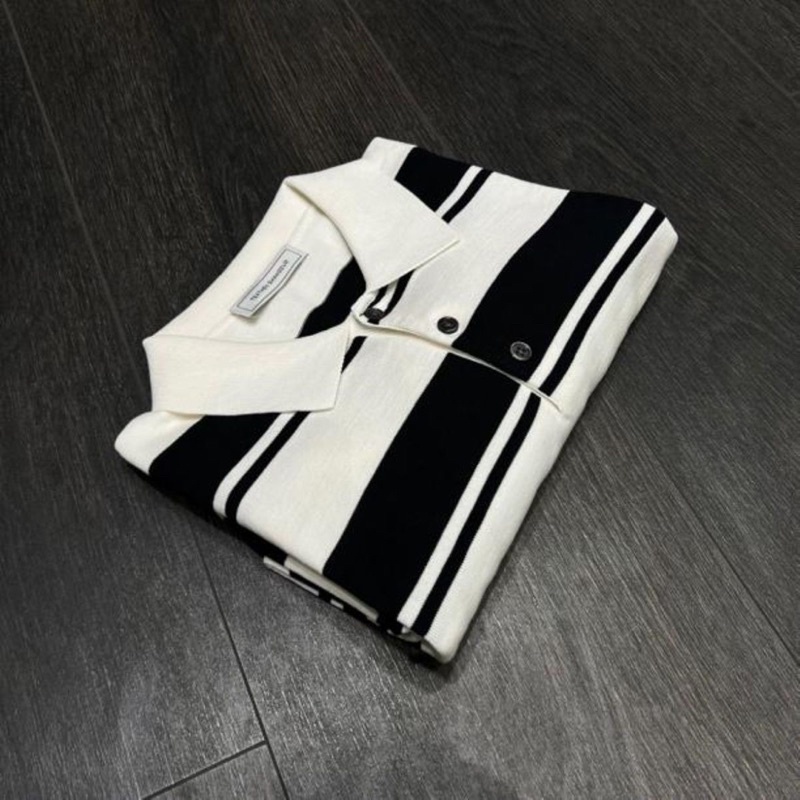 Áo thun Polo, áo Polo nam chất liệu Len mỏng THIẾT KẾ Basic kẻ sọc ngang cho nam giới Mùa Hè / Thu 2023