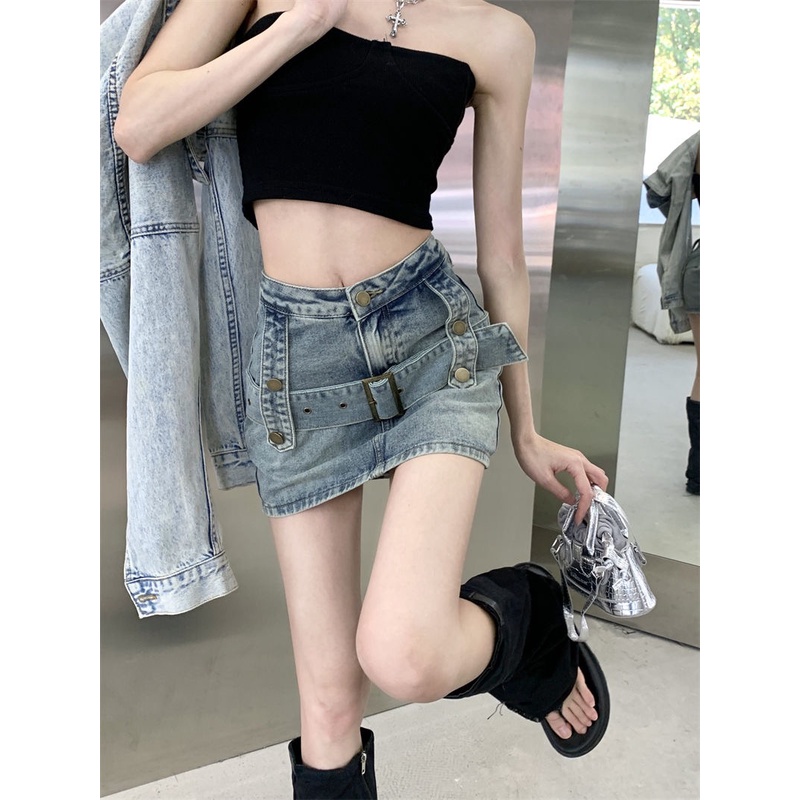 Chân váy Chân váy jean Chân Váy Bò váy nữ Chân Váy Chữ A set váy 2023 New Style MA1012