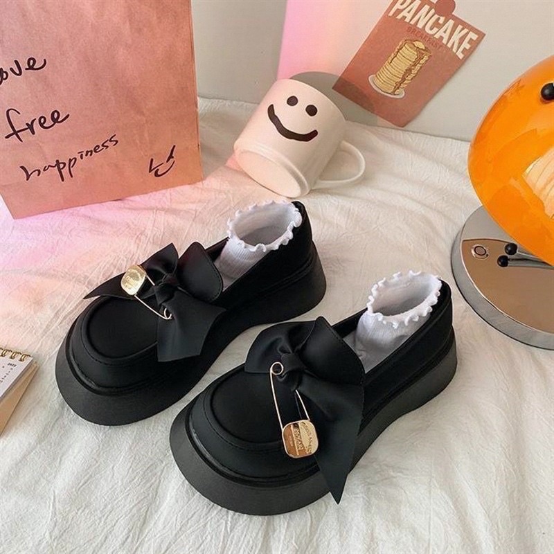 Giày đế đốc nữ oxford nơ cài chất da dày thời trang êm chân mẫu mới hot trend 2023 GD020