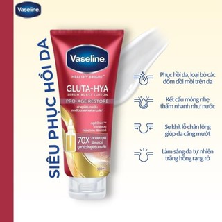 Sữa dưỡng thể vaseline 70x gluta hya pro-age restore thái lan, tuýp màu đỏ gấp đôi dưỡng chất
