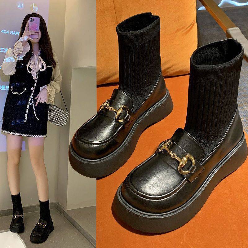 Giày đế đốc oxford nữ mũi tròn phong cách Hàn Quốc dành cho nữ đế cao 5cm da mềm GD022