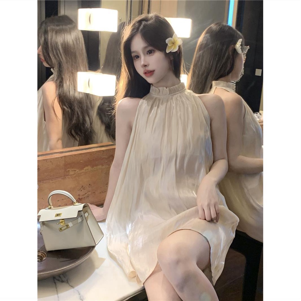 Đầm babydoll chân váy trắng váy babydoll Đầm Chữ a Không Tay Dáng Rộng Cao Cấp Thời Trang Mùa Hè Dành Cho Nữ