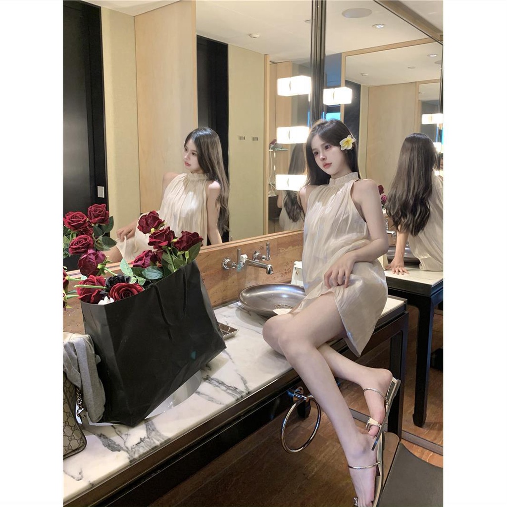 Đầm babydoll chân váy trắng váy babydoll Đầm Chữ a Không Tay Dáng Rộng Cao Cấp Thời Trang Mùa Hè Dành Cho Nữ