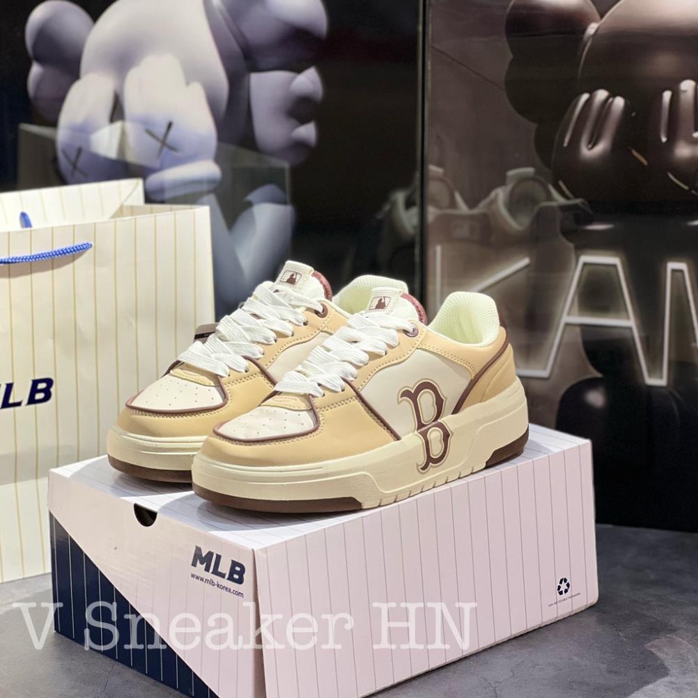 Gày MLB Liner Chữ B Nâu Kem Cao Cấp, Giày Chunky Ofwhite Boston Nâu Mới Giày MLB Chunky Liner Boston