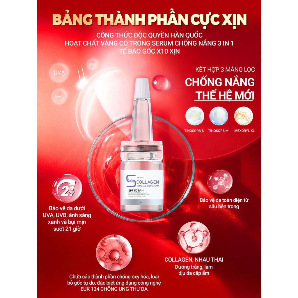 [Mã BMLTM50 giảm đến 50K đơn 99K] Serum Dưỡng Trắng Căng Bóng Ngăn Ngừa Lão Hóa Da Mặt Motree 30ml loại 3 chai