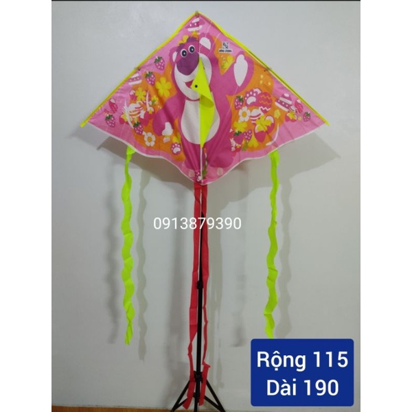 Diều gấu dâu đẹp tặng tay cầm và 50m dây