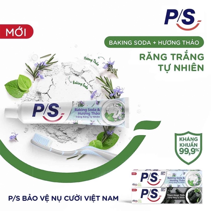 Kem Đánh Răng P/S Bảo Vệ 123 Baking Soda- Hương Thảo/ Than Hoạt Tính/ Muối Hồng 230g