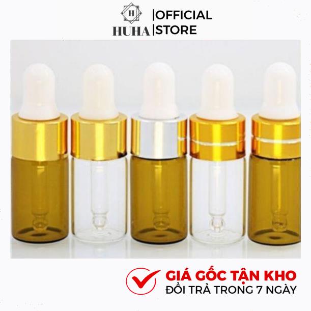 Vỏ Chai Lọ Chiết Tinh Dầu Mỏng, Nước Hoa 3ml,5ml,2ml Khoen Vàng HUHA