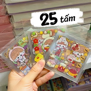 Set 25 tấm sticker trong suốt hoạ tiết dễ thương- Tiệm Ốc Sột-ST005